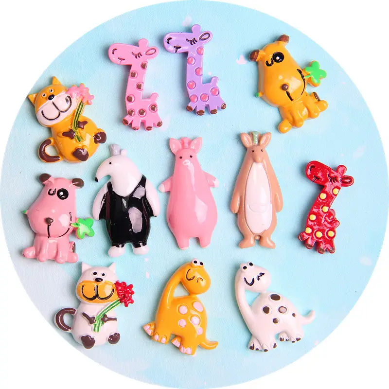 Free Shipping 10pcs/bag Colorful Resin Cute Animals Crafts Supplies Making Diy Phone Case Jewelry Accessory Ornament Resin