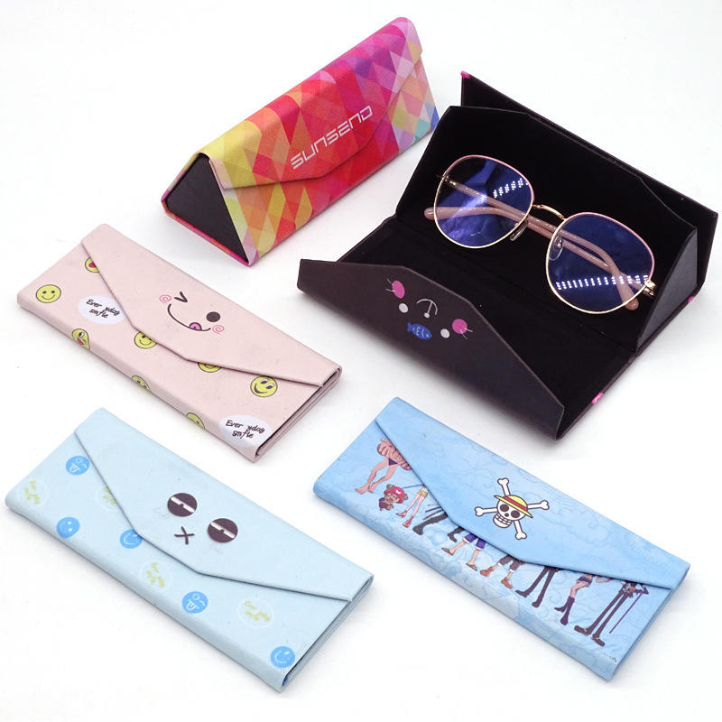 Amiqi YJ34 Korean Small Fresh Folding Glasses Case Triangle