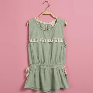 เสื้อยืด OEM สำหรับเด็กผู้หญิง แบบไม่มีป้าย คอกลม มีสายรัดเอว พร้อมส่ง - Product Image 4