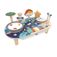 Guitare électrique en bois naturel pour enfants, instrument de musique de simulation, jouet rechargeable avec batterie, cadeau, planche d'activités avec lumière et son