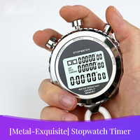 Metall-Taschenstoppuhr mit Rückruffunktion, Digital, Sport, Lauf, Profi-Stoppuhr mit LCD-Display
