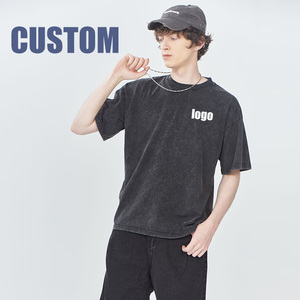 T-shirt personnalisé avec logo vintage, effet délavé, impression graphique, vente en gros, t-shirts vierges pour hommes, 100% coton, pour t-shirt homme - Product Image 1