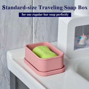Ánh sáng màu hồng Silicone du lịch xà phòng trường hợp rò rỉ chống vỡ lớp thoát nước cho phòng tập thể dục phòng tắm xách tay một thanh thường xuyên xà phòng - Product Image 6