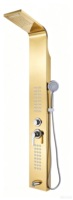 Panneau de douche de luxe en laiton au design moderne avec cartouche céramique, jets de pluie et de pulvérisation à pause, jets de massage spa pour salle de bain