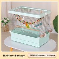 Grande Cage à Oiseaux Rectangulaire Transparente pour Perroquets, Nymphées et Agapornis - Fournitures pour Animaux de Compagnie