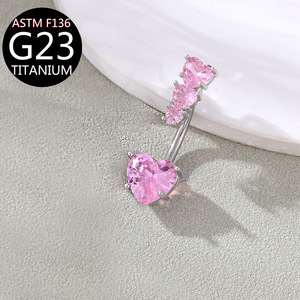 Commercio all'ingrosso ASTM F136 titanio G23 curvo bilanciere <span class=keywords><strong>ombelico</strong></span> <span class=keywords><strong>Piercing</strong></span>, 14G vendita calda ventre pulsante anello gioielli per le donne - Product Image 2