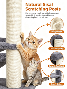 Árbol rascador para gatos <span class=keywords><strong>de</strong></span> interior con poste <span class=keywords><strong>de</strong></span> sisal, casita, estructura <span class=keywords><strong>de</strong></span> escalada, cama <span class=keywords><strong>de</strong></span> felpa, artículos para mascotas, venta al por mayor OEM - Product Image 4