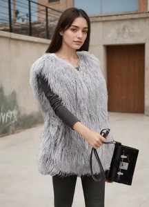 Long Style Genuine Mongolian Lamb <strong>Fur</strong> Vest <strong>Women</strong> Winter Real Sheep <strong>Fur</strong> <strong>Gilet</strong> <strong>for</strong> Lady Fashion - Product Image 2