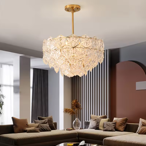 Novedad lámpara nórdica rectangular decoración del hogar luz colgante de cristal de cobre de lujo contemporáneo - Product Image 2