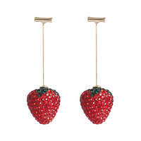 Boucles d'oreilles en diamant rouge pomme fraise cerise coréennes, boucles d'oreilles pour femmes, boucles d'oreilles à la mode fraise, boucles d'oreilles de conception tendance, vente en gros