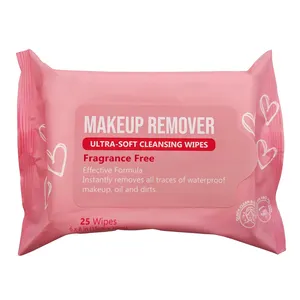 Feminine Makeup Remover Wipes Singles 25 Count Gentle Removes Makeup And Oil Ultra-Soft Cleansing Wipes Alcohol Free 6*8 Wipes