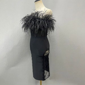 <span class=keywords><strong>Abito</strong></span> da sposa sottile Sexy da sera con <span class=keywords><strong>piume</strong></span> <span class=keywords><strong>di</strong></span> lusso e spalle scoperte - Product Image 2
