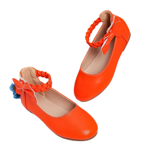 Chaussures plates pour enfants personnalisées, couleur unie, nœud papillon, en cuir PU tricoté, chaussures plates habillées pour filles - Product Image 6