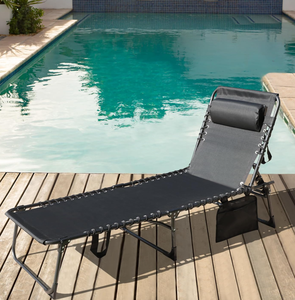 <span class=keywords><strong>Chaise</strong></span> longue de relaxation, <span class=keywords><strong>chaise</strong></span> longue pliable d'extérieur avec coussin amovible et poche, <span class=keywords><strong>chaise</strong></span> de bronzage portable - Product Image 6