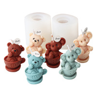 Moule en silicone pour bougie DIY, motif ours de dessin animé, éléphant, nouveau style, fait main, diffuseur d'aromathérapie, ornement en plâtre, plastique