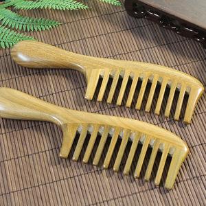 Sandalwood Wooden Massage <b>Comb</b> <b>Wide</b> Teeth U Shape Handmade For Hair Scalp Care 15-20Cm - Product Image 3