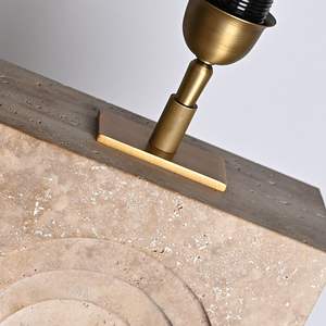 Lampada da Tavolo Dimmerabile con Base in Travertino Naturale per Arredamento Soggiorno e Camera da Letto - Product Image 5