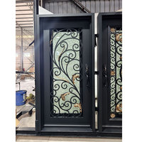 Puerta de Hierro Forjado de Panel Único, Estilo Moderno, Precio de Fábrica al por Mayor, Negra, para Entrada Exterior y Seguridad de Casas y Dormitorios