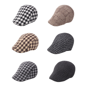 Nhà Máy OEM Cổ Điển Stripped Vuông Chất Liệu Nam Ông Già Mùa Đông Mũ Beret Cap Biểu Tượng Tùy Chỉnh Len Beret Hat Cho Nam Giới - Product Image 3
