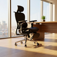 Fauteuil de bureau ergonomique moderne entièrement en maille, inclinable, avec accoudoirs réglables 6D, appui-tête et soutien lombaire, pivotant, pour le bureau à domicile