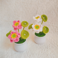 Mini tournesols au crochet faits main 2023, fleurs tricotées en pot 100% laine pour la décoration de table à la maison, mariage islamique, nouveauté, anniversaire