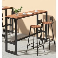 Ensemble table et chaises en bois à pieds hauts, anti-corrosion, pour extérieur, modèle 1214, bande étroite, pour balcon et terrasse