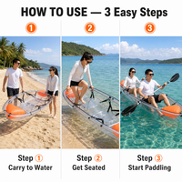 Kayak transparent en polycarbonate, modèle tandem, idéal pour les excursions aquatiques en lac et les loisirs nautiques – Vente en gros usine
