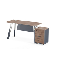 Escritorio de Oficina para Personal, Superficie de Melamina Laminada, Marco Metálico, Cajones de Almacenamiento, Estación de Trabajo para Computadora, Muebles de Oficina