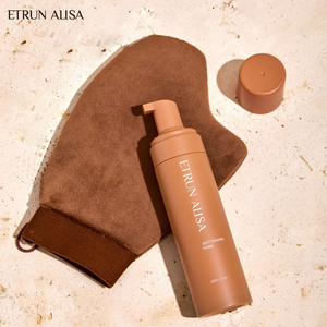 ETRUN ALISA Private Label <strong>Moisturising</strong> Self Tanning Foam Hydrating Glow Skin <strong>SPF</strong> <strong>30</strong> Natural Fade With Gloves - Product Image 1