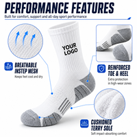 Chaussettes de sport athlétiques mi-mollet pour hommes, respirantes et rembourrées, avec logo personnalisé, en coton tricoté doux, pour la course et l'entraînement