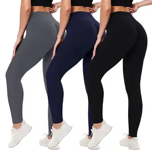 Legging Yoga Scrunch Butt legging Gym Panas Panjang penuh legging hitam angkat bokong pabrik grosir untuk wanita kualitas tinggi