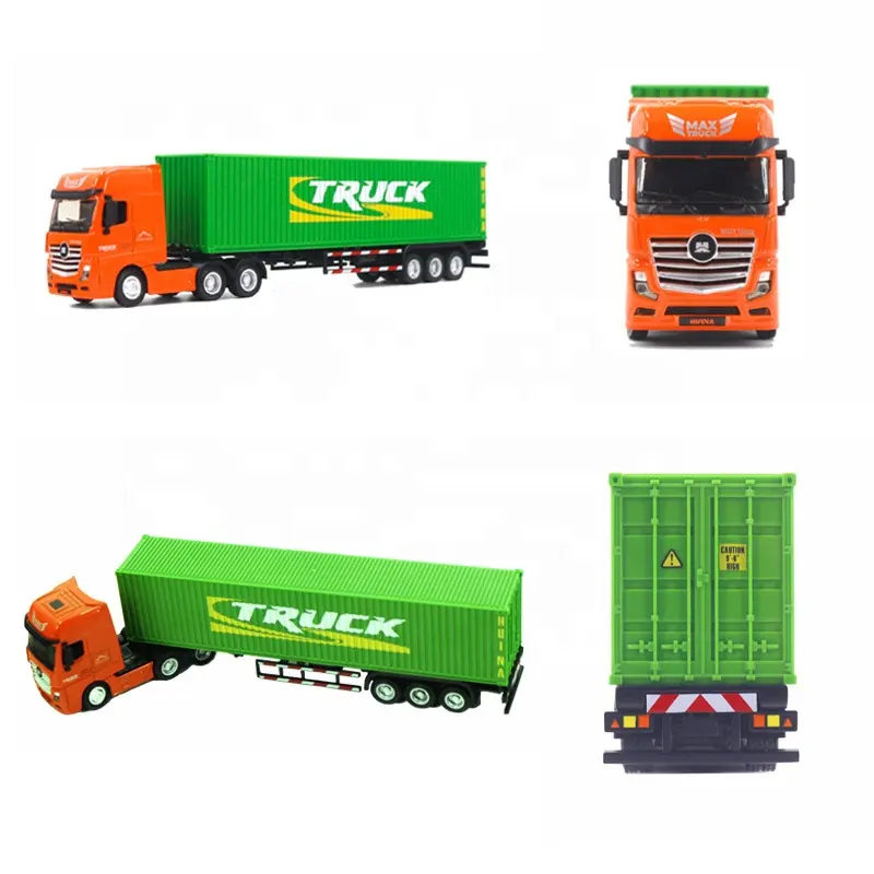 Huina 1/50 Scale Diecast Container Truck Model 1732 Highly Simulation Children Alloy Container Truck Vehicle Toy For Gift