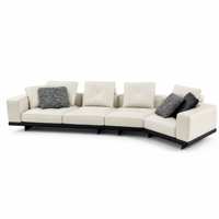 Modulares Konvertierbares Ecksofa aus Echtleder mit Abnehmbaren Bezügen, Abnehmbaren Rückenlehnen, CNC-Gefrästen Paneelen und Zapfen- und Dübelführung