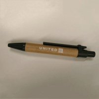 Stylo à bille écologique biodégradable 1,0 mm en plastique recyclé, papier kraft certifié FSC pour United Airlines Corporate