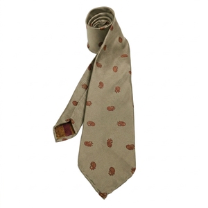 Corbata de Seda Tejida <span class=keywords><strong>a</strong></span> <span class=keywords><strong>Mano</strong></span> con Diseño Floral Geométrico, Color Marrón Claro, Sin Borde, <span class=keywords><strong>para</strong></span> Hombre - Product Image 1
