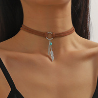 Collier pendentif turquoise pour femme style ethnique bohème, chaîne en cuivre électroplaqué, chaîne de pull en bambou