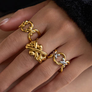 विंटेज ग्रीक पौराणिक पौराणिक कथाओं अद्भुत अनियमित रिंग डेज़न सर्दियों के नए गर्म सोने की प्रवृत्ति 18k pvd सोने की प्लेटेड स्टेनलेस स्टील महिला गहने - Product Image 3