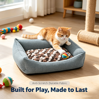 Nid pour animaux de compagnie Waffle Solid Box, confortable avec rebord, pour chiens et chats, dossier surélevé, entrée basse, rembourrage doux et moelleux, lavable en machine, pour intérieur