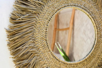 Vente en gros MTH VIETNAM Miroir rustique antique en jonc de mer, osier, rotin et bambou, artisanat mural pour la décoration intérieure