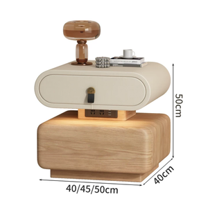 Hot Sale Solid Wood Frame Leather Surface with Sockets and Motion-Sensor Lamp Smart Bedside Table BTBT017 for Home or <strong>Totel</strong> - Product Image 5