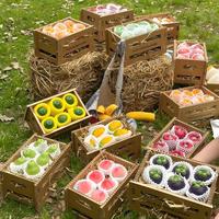 Bougie parfumée artisanale en forme de fruit, style ferme, dans une boîte en bois, bougie d'aromathérapie, décoration de maison pour les fêtes, ensemble de bougies cadeau