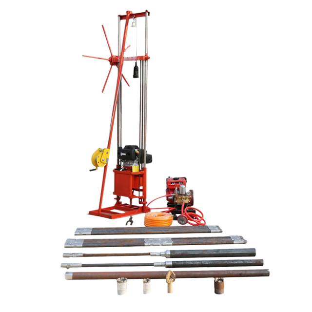 Small Portable 80m Depth Gasoline Mini Manual Rotary Boring Water Well Drilling Rig Machine