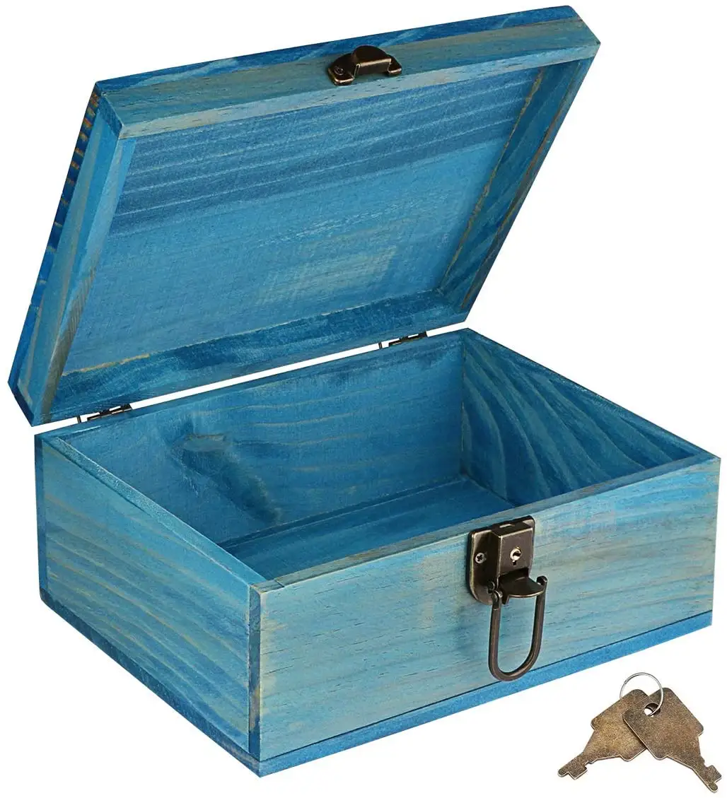 Ahşap hatıra kutusu dekoratif ahşap Vintage el yapımı ahşap el sanatları kutusu ile kilit ve anahtar takı hediye saklama kutusu