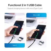 Câble de charge portable UGREEN multifonction 2 en 1, câble de charge USB 2.0 a vers USB Type C et Micro USB pour Android