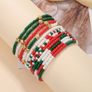 Fashion Beaded <b>Bracelets</b> <b>Red</b> White Blue Green Star Multi Layer Set Women Jewelry Polymer Clay - Product Image 2