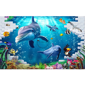 <span class=keywords><strong>Papel</strong></span> Tapiz Adhesivo 3D para Pared con Diseño de Mundo Submarino Azul, Océano para Habitación <span class=keywords><strong>Infantil</strong></span> - Product Image 5