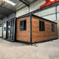 Maison conteneur extensible prête à l'emploi de 20 pieds, villa préfabriquée de 2 à 5 chambres, maison portable, utilisation hôtelière, panneau sandwich en acier isolé