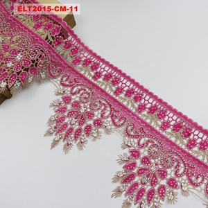 Guipure 3D Polyester TRIM hóa chất biên giới ren cắt tỉa nhiều màu sắc hoa thêu ren TRIM sequin trang trí quần áo TRIM - Product Image 2