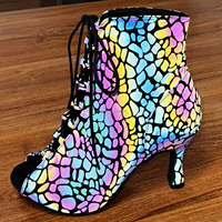 Nouvelles Bottes Jazz Lumineuses à Talons Hauts et Design Montant, Fermeture à Lacets, Chaussures de Danse Bachata à Semelle Souple