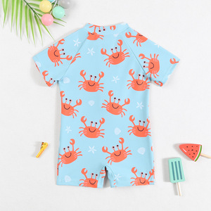<span class=keywords><strong>Maillot</strong></span> <span class=keywords><strong>de</strong></span> <span class=keywords><strong>bain</strong></span> une pièce pour garçons, collection été 2026, avec fermeture éclair, manches courtes, style boxer, motif petit crabe, 0-4 ans - Product Image 4